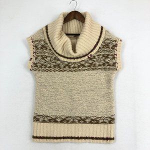 Free People Women's Size X-Small Cream Brown Purple Wool Blend Boho Sweater